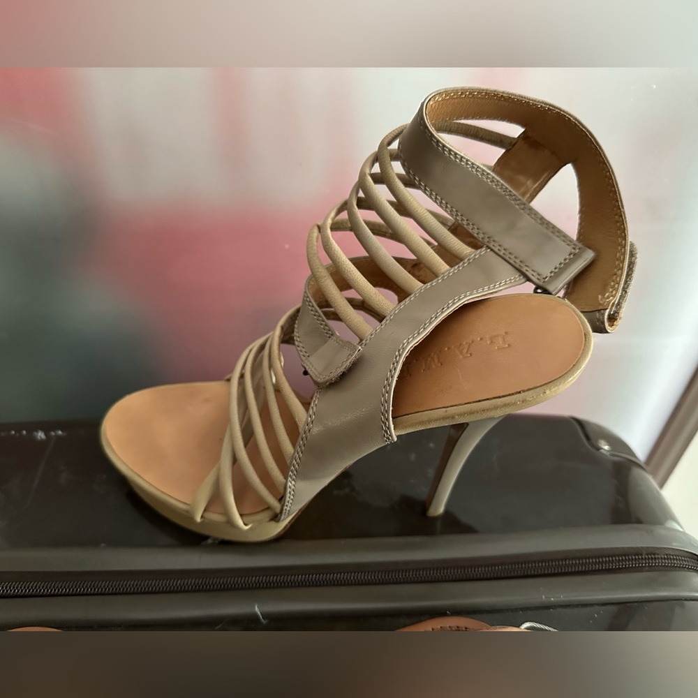 L.A.M.B Gladiator Ankle Strap Stiletto Heel Sandal